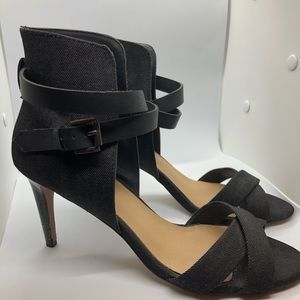 Joe’s Jeans Black denim and Leather Strap Sandal